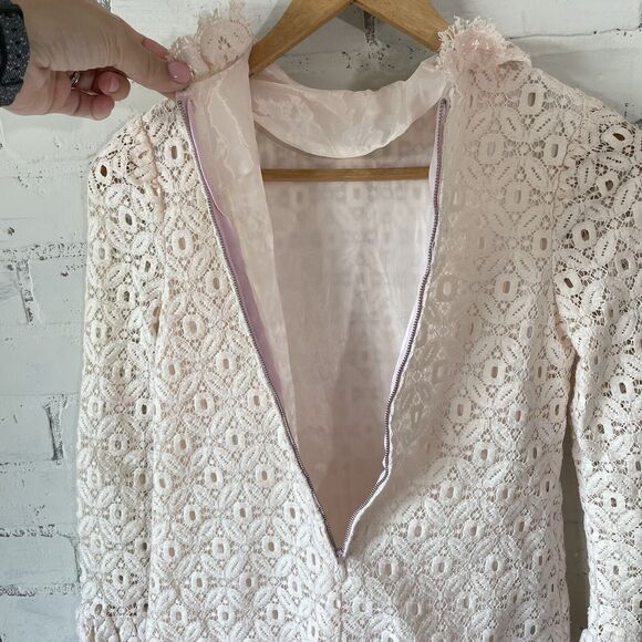 Vintage Dorissa Of Miami Girls Size 10 Dress 60s Lace Creme Bow Mod MCM JackieO - Picture 7 of 10